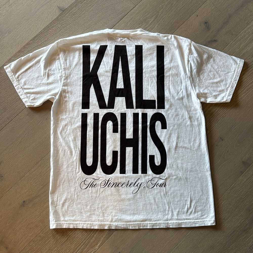 NWOT KALI UCHIS THE SINCERELY, TOUR WHITE TSHIRT XL PORTLAND OR OPENING NIGHT